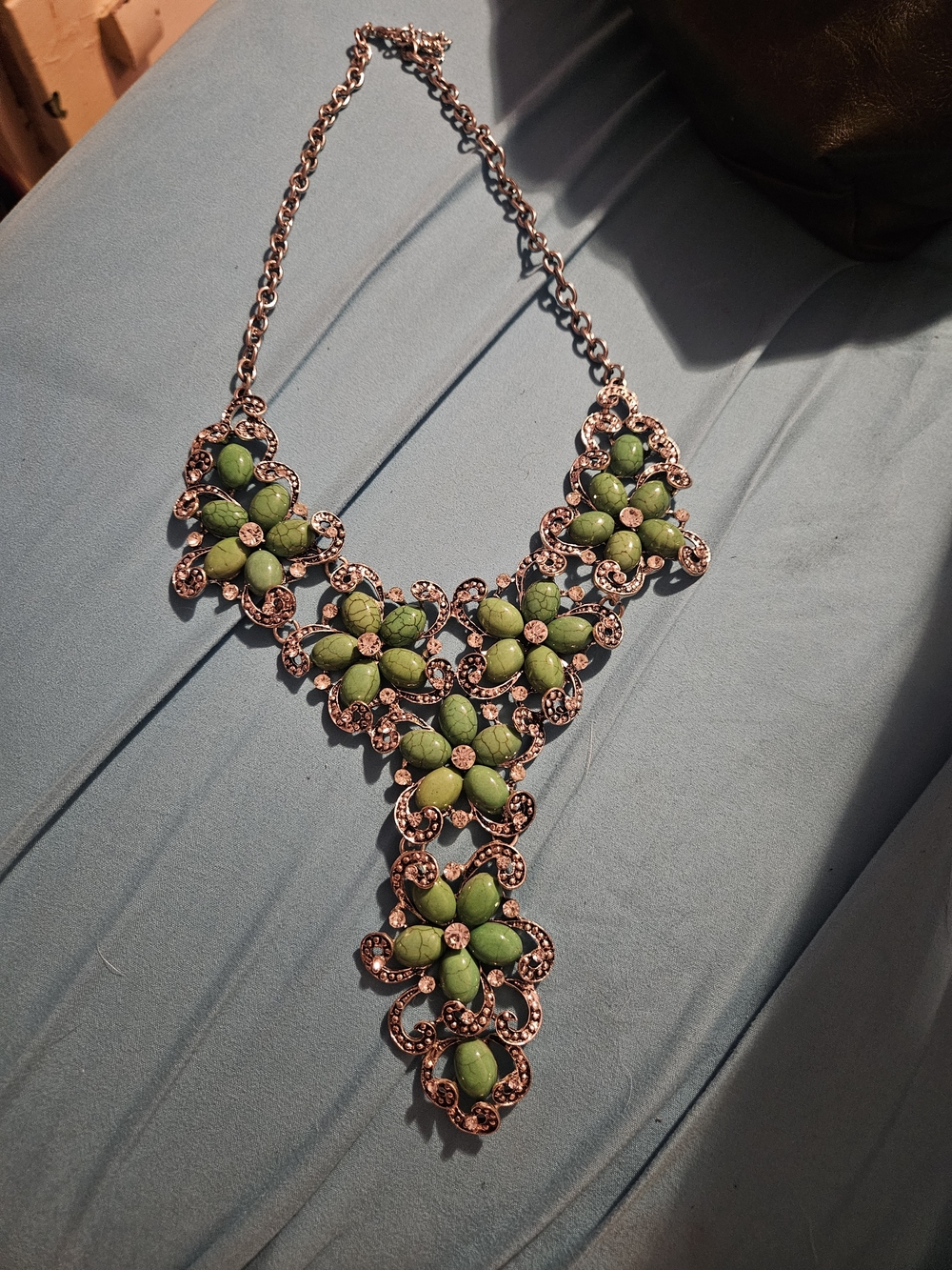 Green Floral Statement Necklace - Women Jewelry